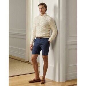 Ralph Lauren Purple Label Gregory Hand-Tailored Linen Short Chairman Navy 38